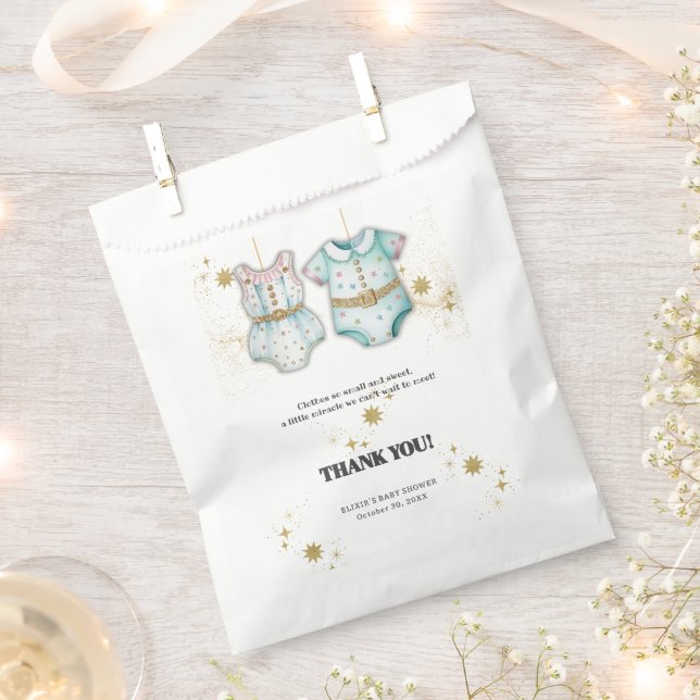 Whimsical Baby Clothes Gender Neutral Baby Shower Favour Bags (Clipped)