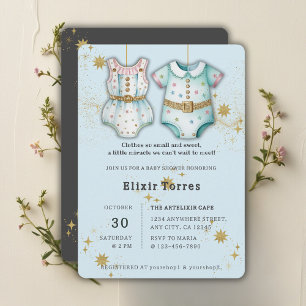 Whimsical Baby Clothes Gender Neutral Baby Shower Invitation