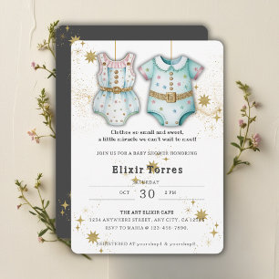 Whimsical Baby Clothes Gender Neutral Baby Shower Invitation