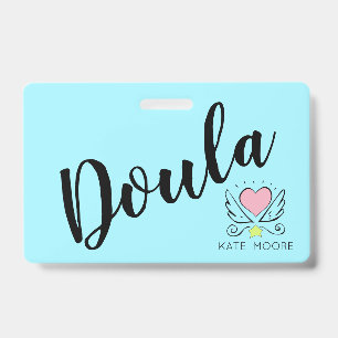 Whimsical Baby Doula Birth Coach Heart ID Badge
