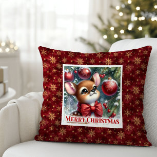 Whimsical Baby Fawn Cozy Winter Kids Room Decor Cushion