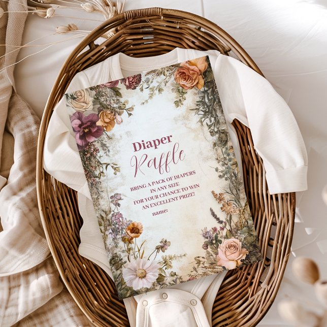 Whimsical Baby in Bloom Wildflower Diapper Raffle Enclosure Card (Creator Uploaded)