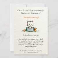 Whimsical Baby Kitty Birthday Invitation