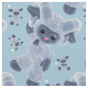 Whimsical Baby Plush Toy Sheep Country Blue Fabric