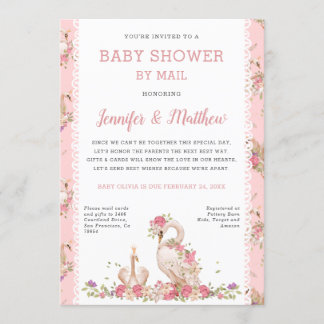 Whimsical Baby Shower By Mail Fairy Tale Swans  Invitation