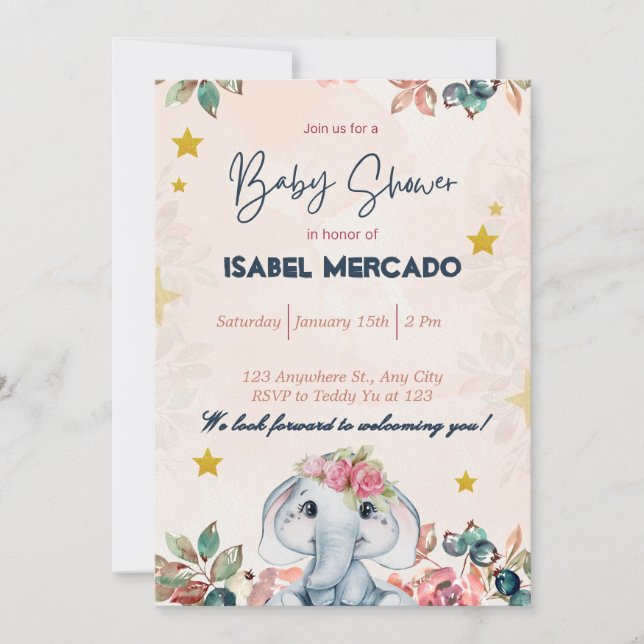Whimsical Baby Shower Invite – Cute & Customisable (Front)