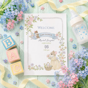 Whimsical Baby Shower Mice Welcome Poster