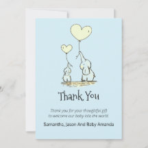 Whimsical Baby Shower Thank You | Elephants Blue