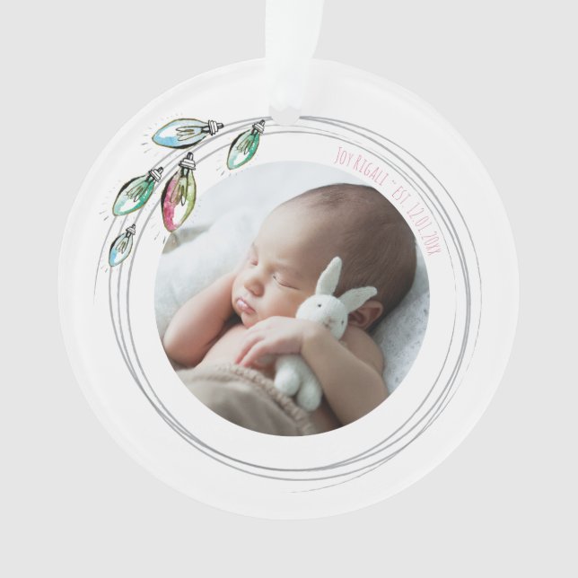 Whimsical Baby's First Christmas Photo Ornament (Front)