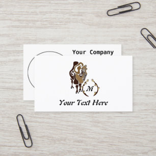 Whimsical Bactrian Camel Monogram Business Card