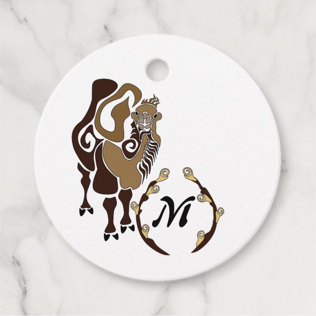 Whimsical Bactrian Camel Monogram Favour Tags (Front)