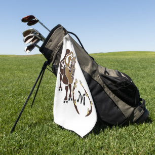 Whimsical Bactrian Camel Monogram Golf Towel