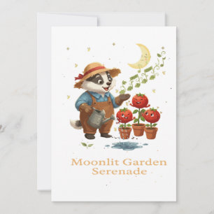 Whimsical Badger Gardener Moonlit Garden Serenade Thank You Card