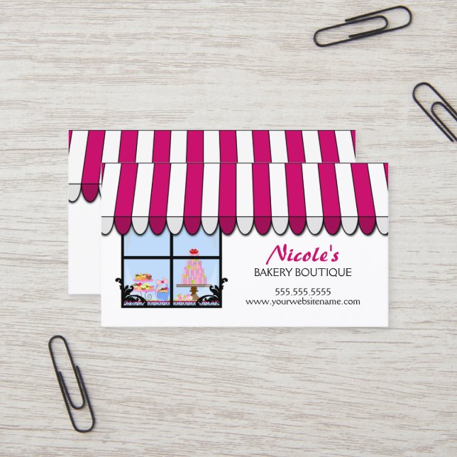 Whimsical Bakery Boutique Business Card (Front/Back In Situ)
