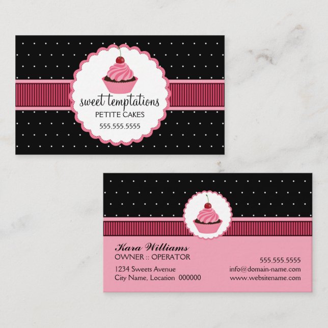 Whimsical Bakery Cupcake Business Card (Front/Back)