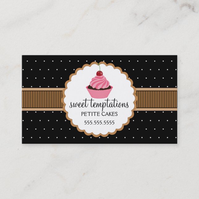 Whimsical Bakery Cupcake Business Cards (Front)