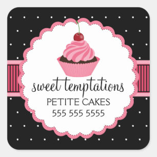 Whimsical Bakery Cupcake Pink Box Seals