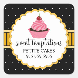 Whimsical Bakery Cupcake Yellow Stickers