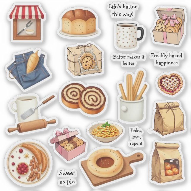 Whimsical Bakery Sweet Sticker Sheet (Front)