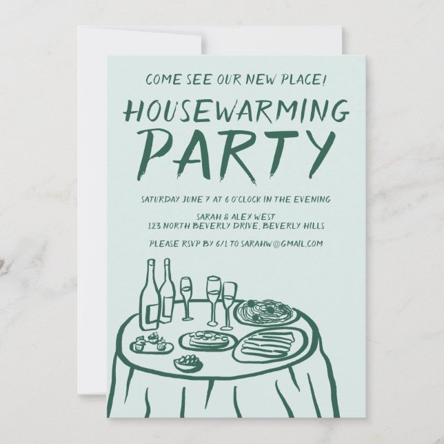 Whimsical Balcony Apartment Custom Housewarming Invitation (Front)