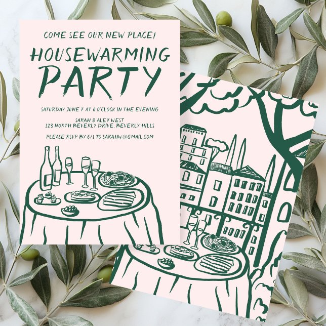 Whimsical Balcony Apartment Custom Housewarming Invitation (Whimsical Balcony Apartment Custom Housewarming Invitation
)