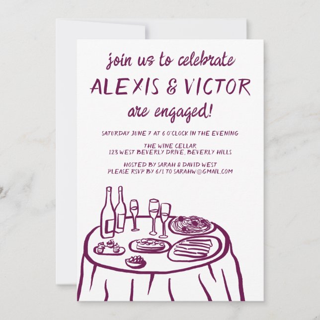 Whimsical Balcony Dinner Custom Engagement Party Invitation (Front)