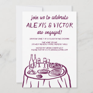 Whimsical Balcony Dinner Custom Engagement Party Invitation
