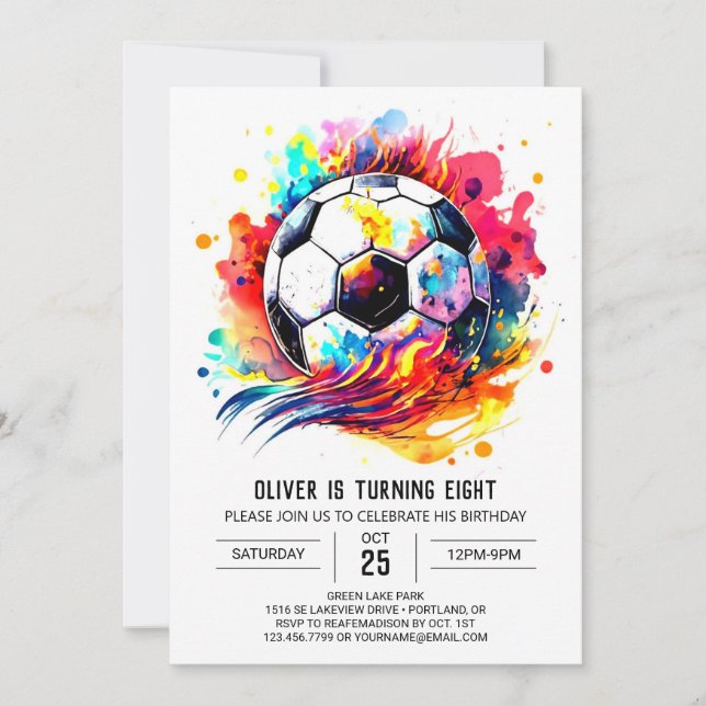Whimsical Ball Editable Soccer Birthday Invitation (Front)