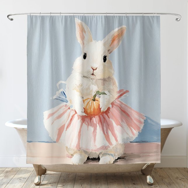Whimsical Ballerina Bunny Fall Autumn  Shower Curtain (Creator Uploaded)