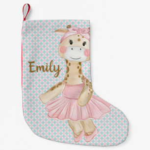 Whimsical Ballerina Giraffe Personalised Small Christmas Stocking