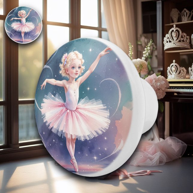 Whimsical Ballerina Girl Watercolor  Ceramic Knob (Creator Uploaded)