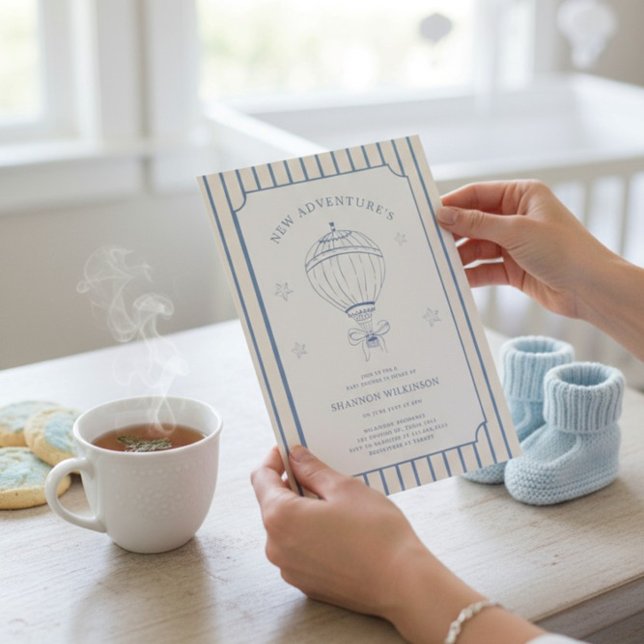 Whimsical Balloon Stripes Baby Sprinkle Invitation (Creator Uploaded)