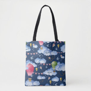Whimsical Balloons: Watercolor Cloud Pattern Tote Bag