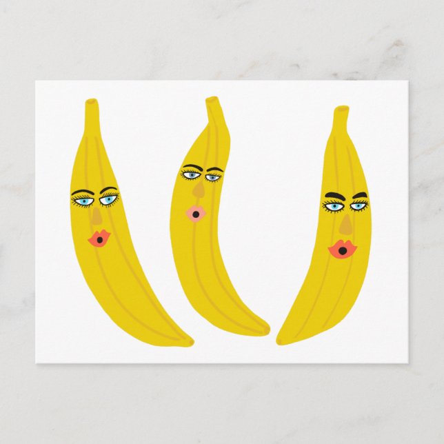 Whimsical Banana Trio Postcard (Front)