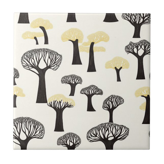 Whimsical Baobab Tree Pattern Tile (Front)