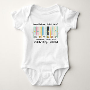 Whimsical Barcode Baby Milestone Personalised QR C Bodysuit