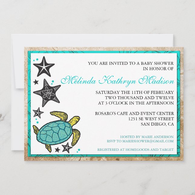 Whimsical Beach BABY Shower  Invitations (Front)