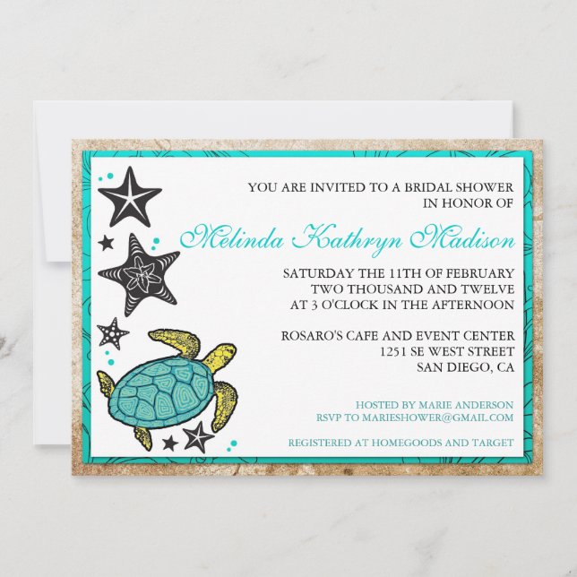 Whimsical Beach Bridal Shower  Invitations (Front)
