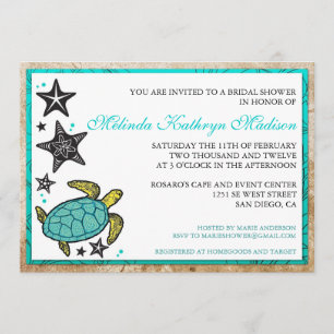 Whimsical Beach Bridal Shower  Invitations