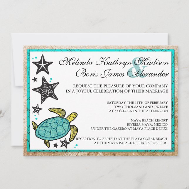 Whimsical Beach Destination Wedding Invitation (Front)