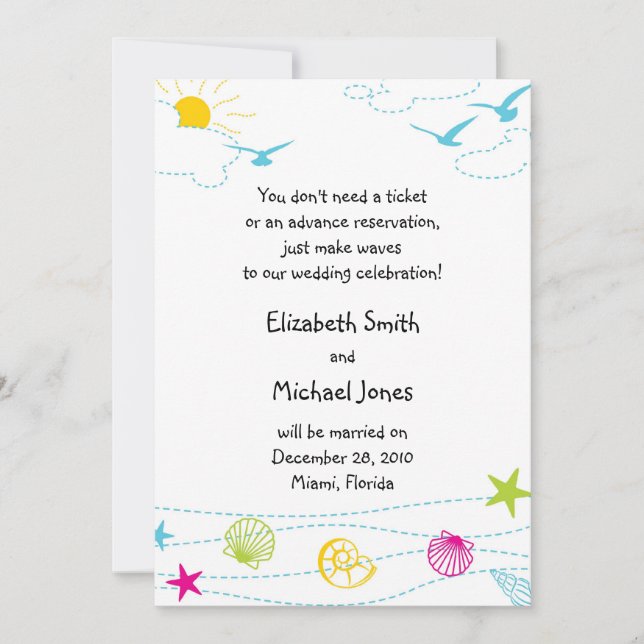 Whimsical Beach Invitation (Front)