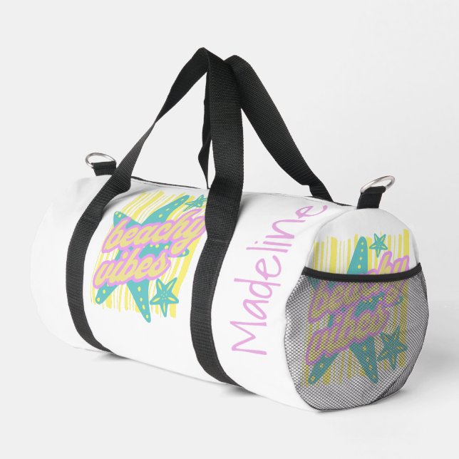 Whimsical Beach Seashells Duffle Bag (Right Corner)