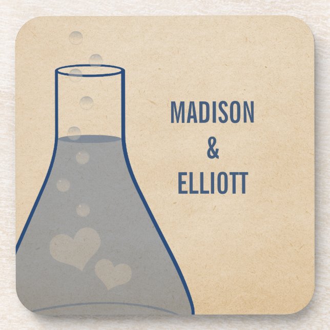 Whimsical Beaker Coaster Set, Blue (Front)