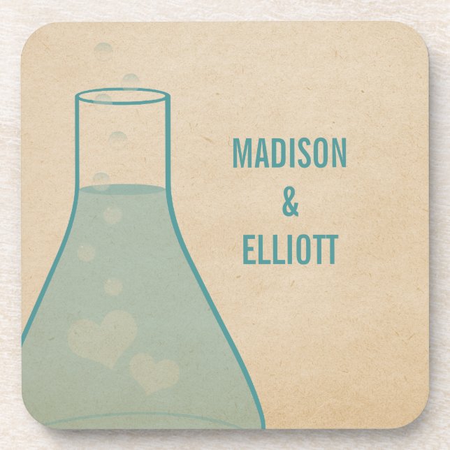 Whimsical Beaker Coaster Set, Teal (Front)