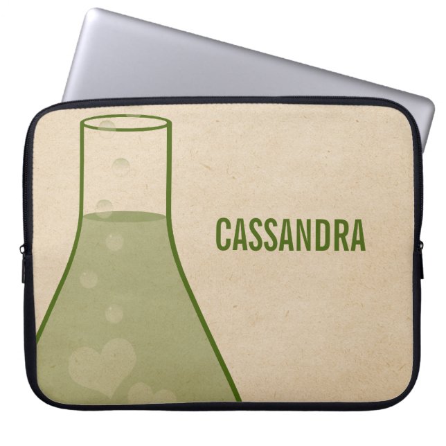 Whimsical Beaker Electronics Sleeve, Green Laptop Sleeve (Front)