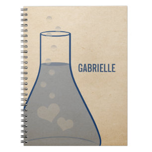 Whimsical Beaker Notebook, Blue Spiral Notebook