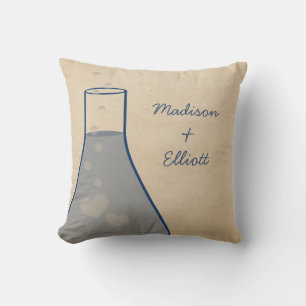 Whimsical Beaker Pillow, Blue Cushion