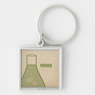 Whimsical Beaker Premium Keychain, Green Key Ring