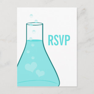 Whimsical Beaker RSVP Postcard, Aqua Invitation Postcard