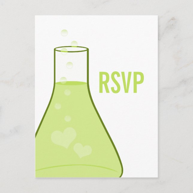 Whimsical Beaker RSVP Postcard, Green Invitation Postcard (Front)